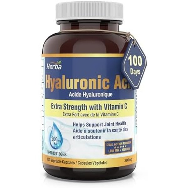Herba Hyaluronic Acid Supplement 200mg - 100 Vegetable Capsules | Hyaluronic