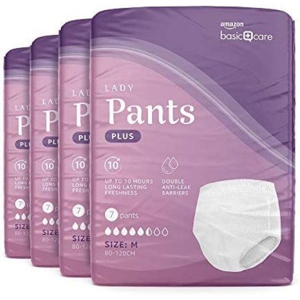Amazon Basic Care lady pants plus Medium – 28 Count (4 Packs of 7), White