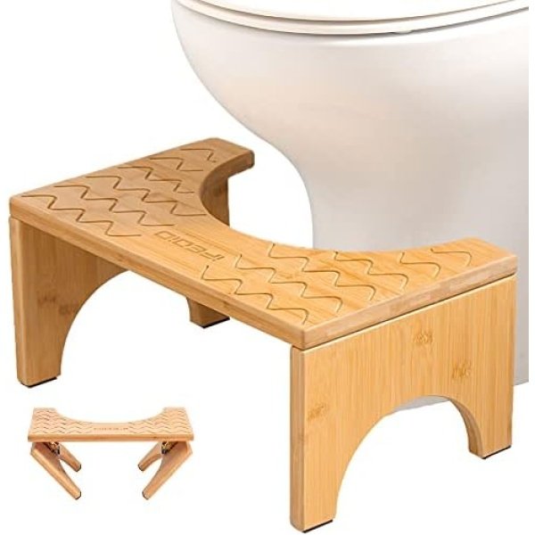 iFedio Toilet Stool, Poop Stool,Bamboo 7 Inch Toilet Potty Stool,Foldable Squat