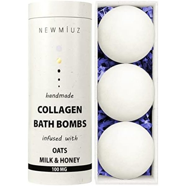 Creamy Collagen Bubble Bath Bombs Infused with Oatmeal Milk & Honey