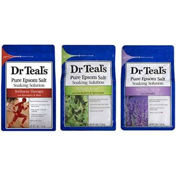 Dr. Teal's Epsom Salt Bundle, 3 Items: 1 Relax & Relief Eucalyptus Spearmint