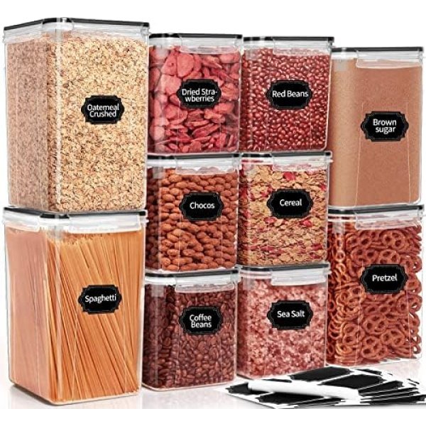PRAKI Large Airtight Food Storage Containers, 10PCS BPA Free Plastic Cereal