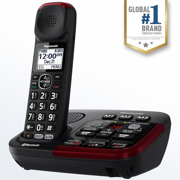 Panasonic Amplified Cordless Phone, KX-TGM430B - 1 Handset (Black)